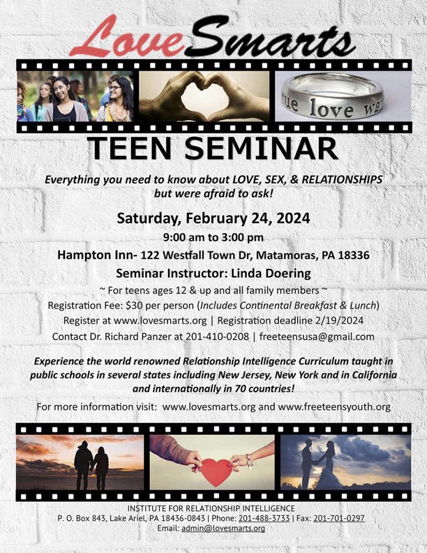 Love Smarts Teens Seminar - Saturday February 24, 2024 - Love Smarts - Be "Love Smart" in a love-challenged world!
